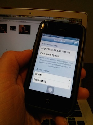 CouchTalk "mobile server" on an old iPhone