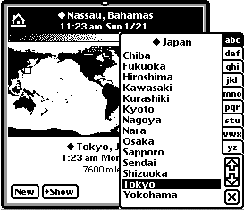 Newton OS city-based timezone map