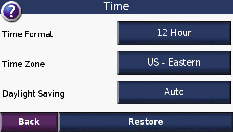 Early nüvi time settings