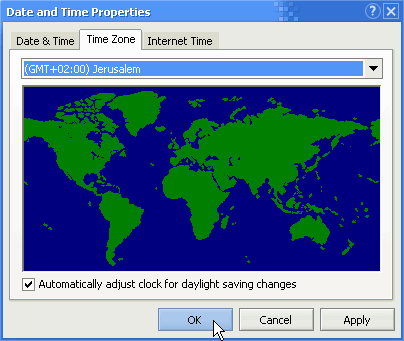 Windows 9x time zone map