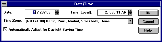 Early Windows NT time settings dialog