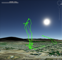 Flight tracks in virtual globe software