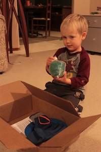 Toby imagining the new green balloon afloat