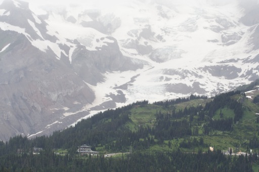 Glaciers above Mount Rainier's old Paradise visitor center