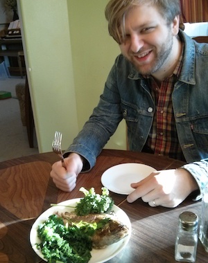 Ben with fish breakfast