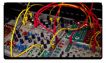 Glitchy animation of analog synthesizer