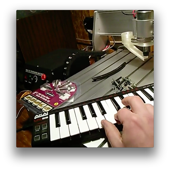 MIDI keyboard connected to CNC router